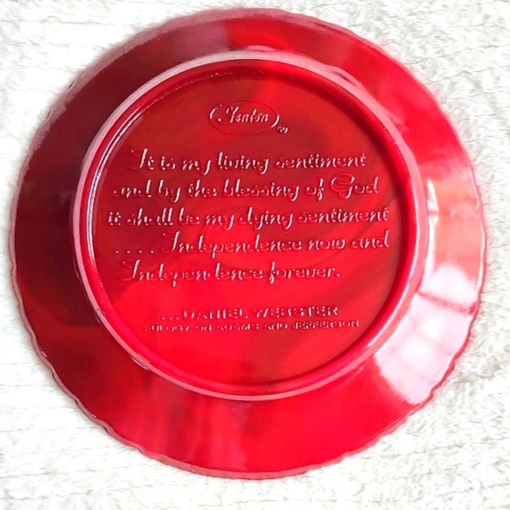 Fenton Red Glass Plate with Eagle Design - Picture 5 of 5